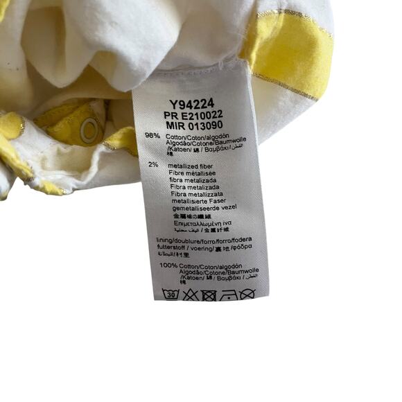 Carrement Beau Girls White Yellow Metallic Striped Summer Romper size 12 M - Picture 8 of 8